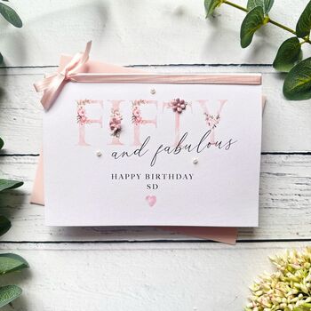 Fifty And Fabulous Handmade Birthday Card, 2 of 4