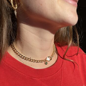 Enamel Heart Clasp Gold Plated Choker, 2 of 5