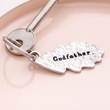 Godparent Gifts, Godmother Godfather Oak Leaf Keyring, 2 of 12