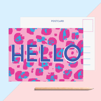 Hello Leopard Print Postcard, 2 of 4