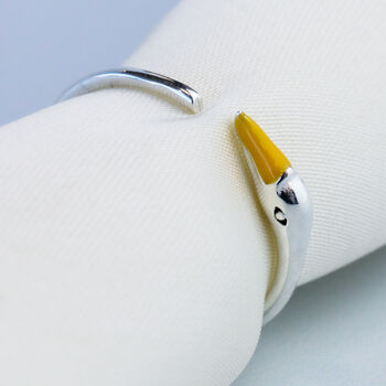 Sterling Silver Swan Face Adjustable Ring, 2 of 5