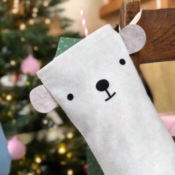 Polar Bear Handmade Felt Dress Up Christmas Stocking, 12 of 12