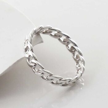 Sterling Silver Curb Chain Ring, 6 of 7