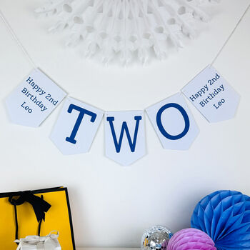 Personalised Two Birthday Banner : 2nd Birthday Party Decoration, 5 of 8