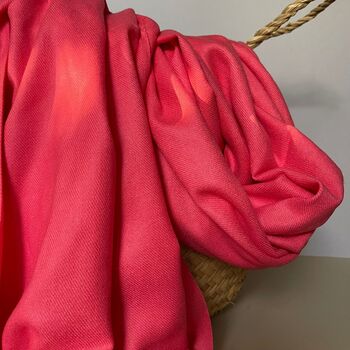 Super Soft Plain Pashmina Tassel Scarf In Candy Pink, 2 of 4
