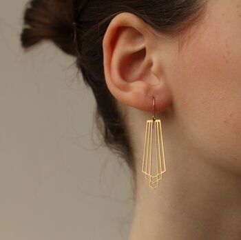 Golden Art Deco Earrings, 3 of 6