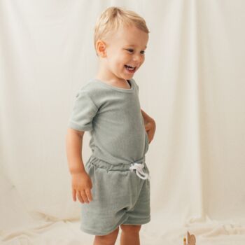 Children's Sage Green Towelling Two Piece, 2 of 6