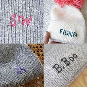 Ladies Personalised Soft Cashmere Wool Bobble Hat Gift, 2 of 10
