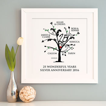 Personalised Silver Anniversary Family Tree Print, 8 of 11