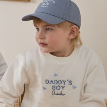 Personalised Boys' Daddy's Boy Cap In Blue, 2 of 6
