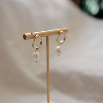 24ct Gold Plated Stud Freshwater Pearl Earrings, 4 of 5