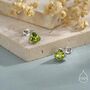 Sterling Silver Genuine Peridot Trillion Cut Stud Earrings, thumbnail 6 of 12