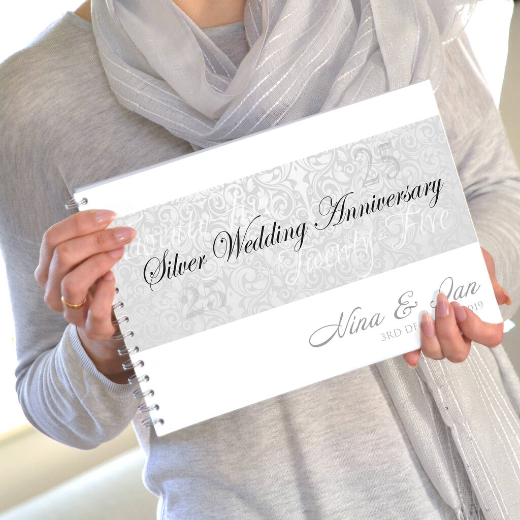 Personalised Silver Wedding Anniversary Guestbook, 1 of 9