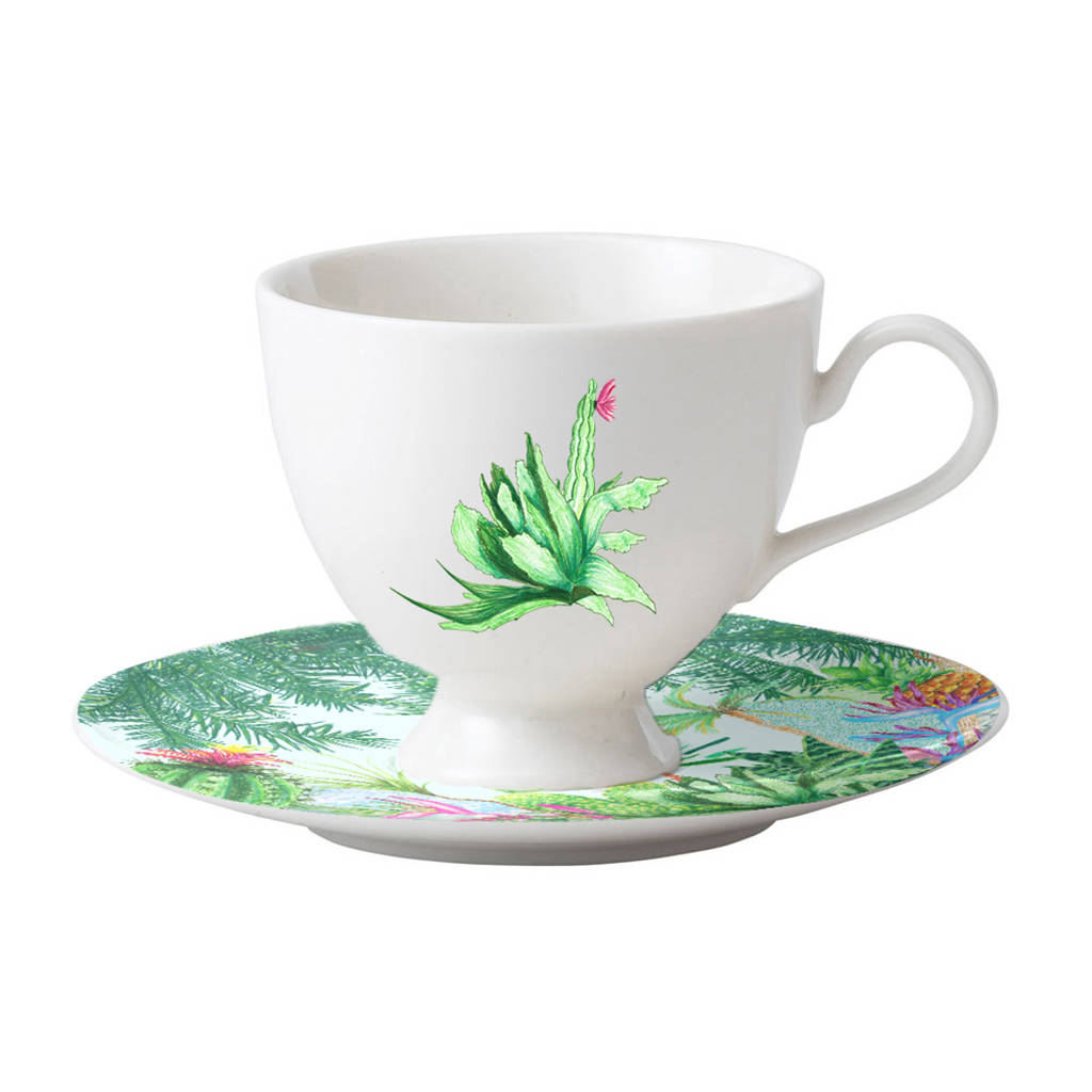 Personalised Fine Bone China Tea Cup And Saucer Set By Jenny Collicott