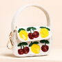 Beaded White Fruit Mini Bag Charm, thumbnail 1 of 3