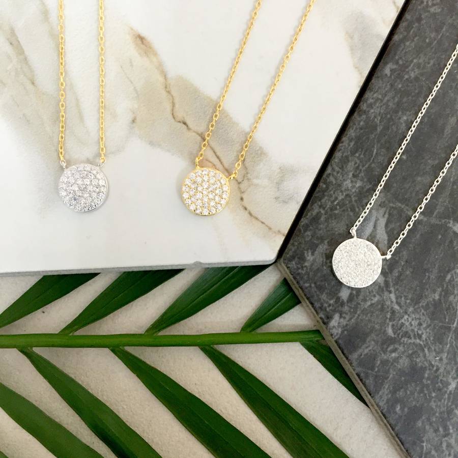 Sterling Silver Crystal Pendant Necklace By Ashiana London