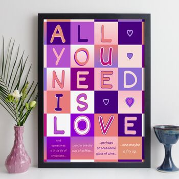 Personalised All You Need Is Love Print Gift, 5 of 12