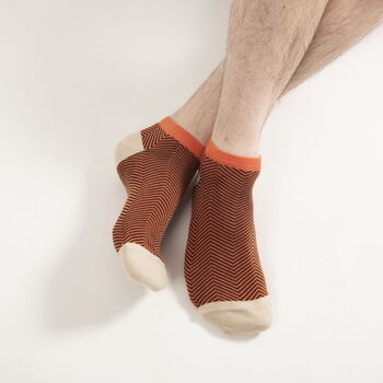 Lux Taylor Orange Luxury Crew And Trainer Men’s Socks, 3 of 7