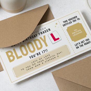 Personalised 17th Birthday Driving Lessons Card For Son, 2 of 3