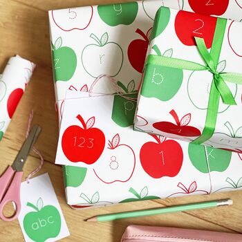 Apple Letters And Numbers Wrapping Paper Set, 2 of 10