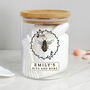 Personalised Glass Jar With Bamboo Lid, Bee Design, thumbnail 1 of 6