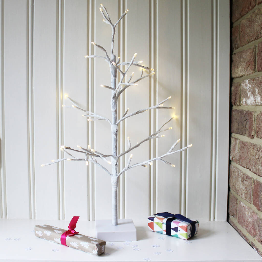 Small White Twig LED Christmas Tree By Lime Tree London