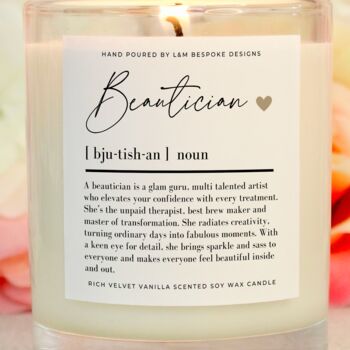 Beautician Gift Definition Scented Candle For Beauticians, 7 of 9