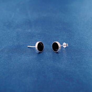 Black Onyx Greek Mythology Unisex Stud Earrings, 9 of 11