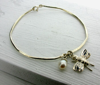 Sterling Silver Bee Or Dragonfly Bangle, 2 of 5