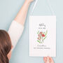 Birth Flower Personalised Water Colour Hanging Print, thumbnail 1 of 12