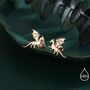 Flying Dragon Stud Earrings In Sterling Silver, thumbnail 4 of 12