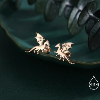 Flying Dragon Stud Earrings In Sterling Silver, 4 of 12