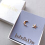 Solid Gold Handmade Moon And Star Studs, thumbnail 1 of 8