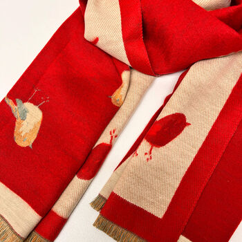 Personalised Cashmere Blend Robin Bird Jacquard Scarf, 2 of 12