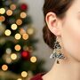 Festive Christmas Tree Statement Drop Earrings, thumbnail 1 of 5