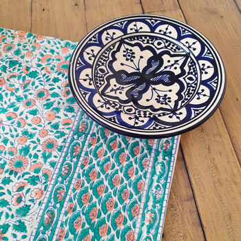 Set Of Indian Hand Block Printed Placemats, Green, 8 of 9