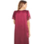 British Made Burgundy Short Sleeved Satin Nightdress With Lace Detail Ladies Size 8 To 28 UK, thumbnail 5 of 5