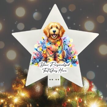 Personalised Golden Doodle In Christmas Lights, 8 of 10