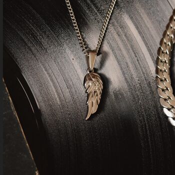 Wing Pendant Necklace, Handmade Silver Angel Wing, 2 of 3