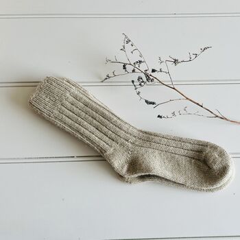 British Wool Socks + Rib Beanie Hat Natural, 2 of 4
