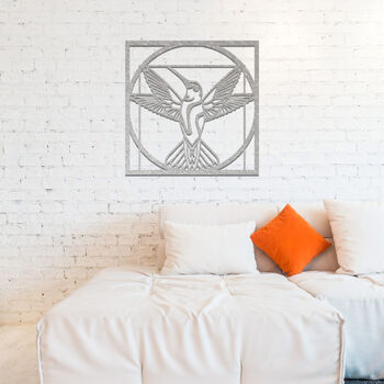 Geometric Hummingbird Metal Art In Frame Modern Decor, 9 of 11
