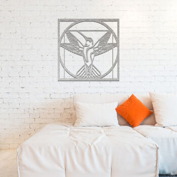 Geometric Hummingbird Metal Art In Frame Modern Decor, 10 of 12