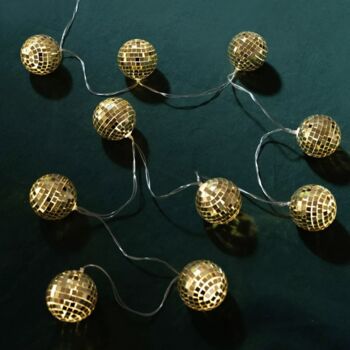10 Gold LED Disco Ball Lights, 3 of 4