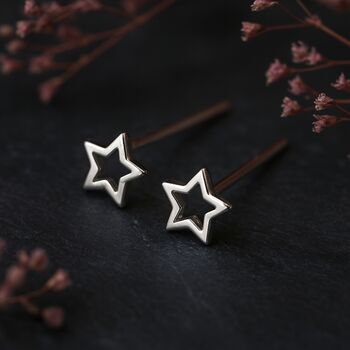 Sterling Silver Cut Out Star Stud Earrings, 2 of 6