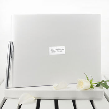 Personalised Luxury White Leather Wedding Guest Book, 6 of 12