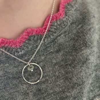 Kiwi Jasper Sterling Silver Circle Necklace, 2 of 5