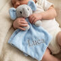 Personalised Fluffy Blue Elephant Blanket And Comforter, thumbnail 2 of 6