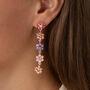 Pastel Coloured Crystal Flower Long Drop Earrings, thumbnail 2 of 3