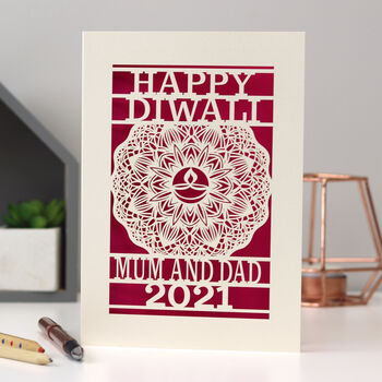 Personalised Papercut Diwali Mandala Card A5, 6 of 11