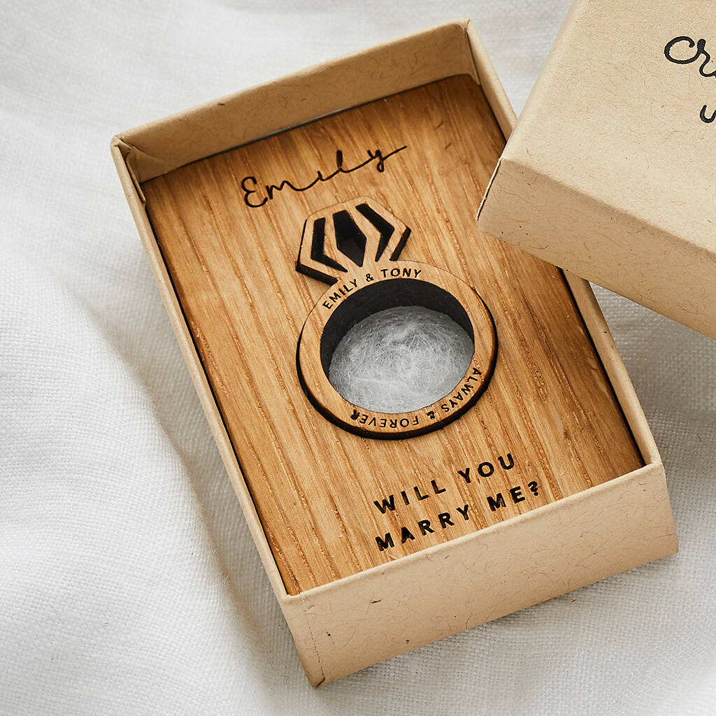 Personalised Wood Proposal Engagement Ring, 1 of 4